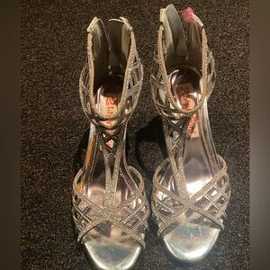 Glitter Strappy Silver Women's Heels